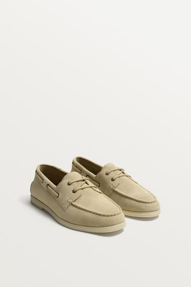 SAPATO NÁUTICO DE PELE - Bege da Zara