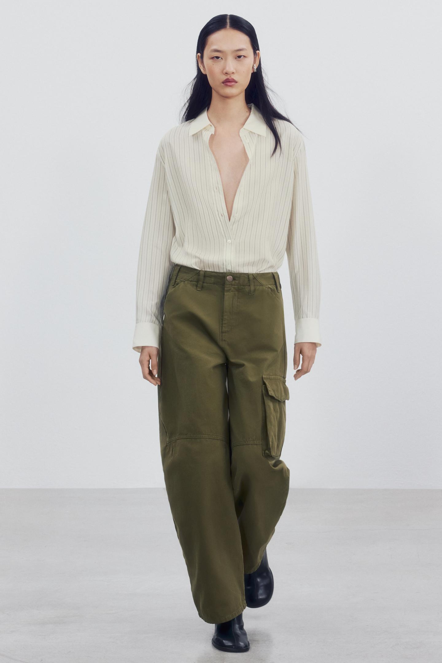 Женские брюки Zara ZW Collection Cargo, цвет: Хаки