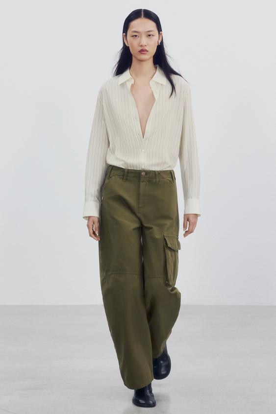 PANTALÓN CARGO ZW COLLECTION - Khaki de Zara - Imagen 0