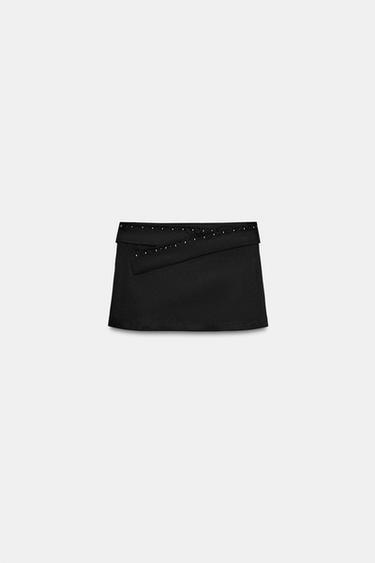 FALDA PANTALÓN EFECTO ANTE TACHAS - Negro de Zara - Imagen 0