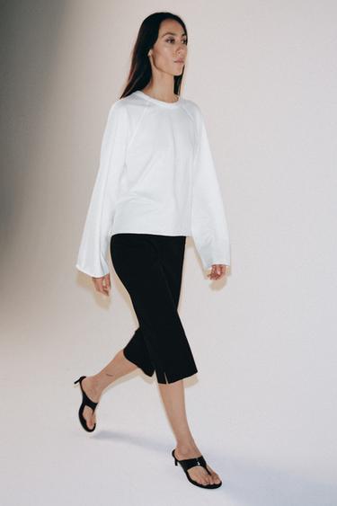 T-SHIRT À MANCHES LONGUES RAGLAN - Blanc de Zara - Image 3