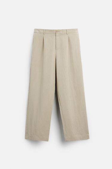 WIDE-FIT PLEATED TROUSERS - Stone by Zara - Image 5