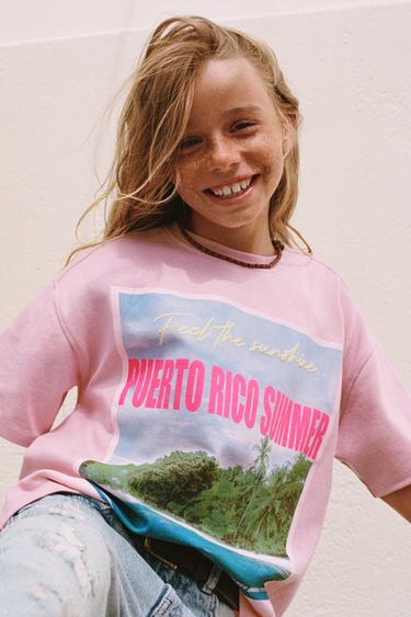 CAMISETA ESTAMPADO CIUDAD - Rosa de Zara