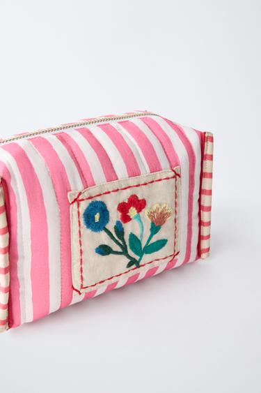 EMBROIDERED STRIPED TOILETRY BAG - Pink by Zara - Image 2