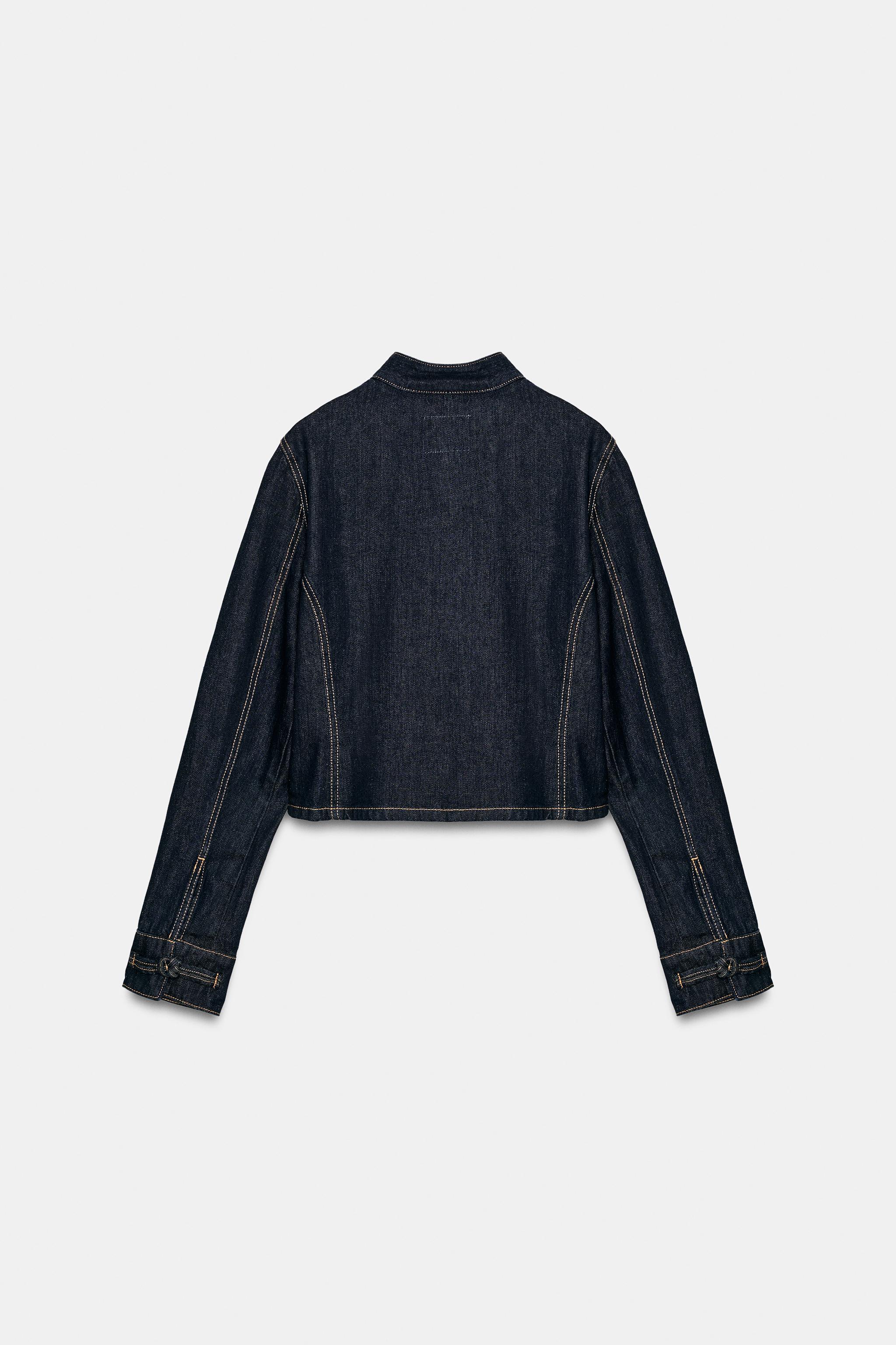 Женские куртки Zara TRF FITTED DENIM JACKET WITH FROG FASTENINGS — фото 8