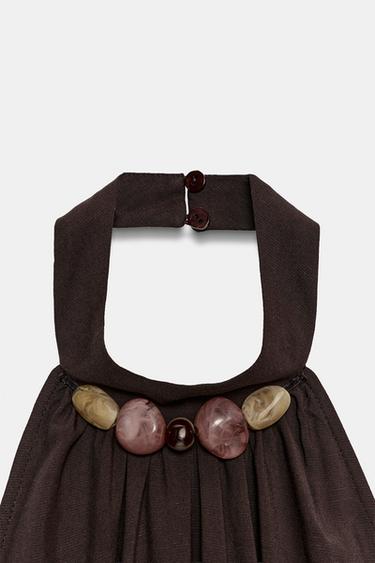 ROBE HALTER FANTAISIE - Marron de Zara - Image 12