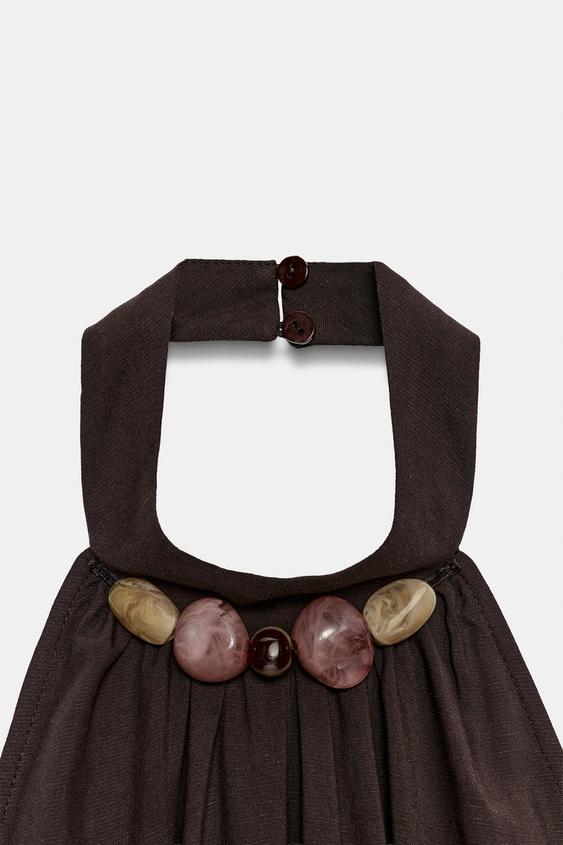 ROBE HALTER FANTAISIE - Marron de Zara - Image 12