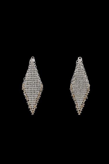 MISMATCHED METAL MESH EARRINGS - Silver by Zara