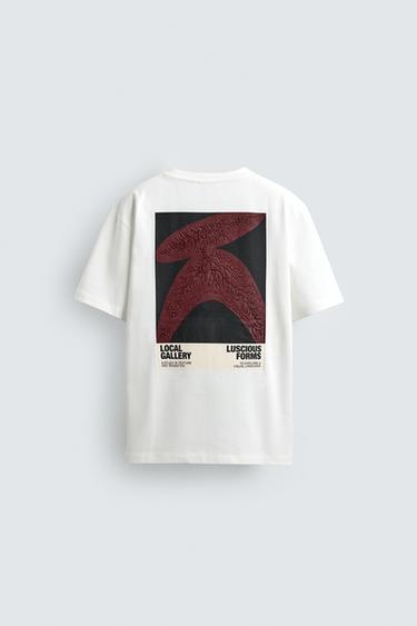 T-SHIRT WITH RAISED GRAPHIC PRINT - White by Zara - Image 7