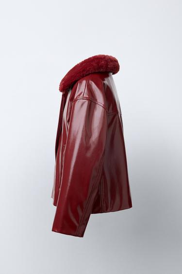 BLOUSON VERNIS COL AMOVIBLE - Bordeaux de Zara - Image 3