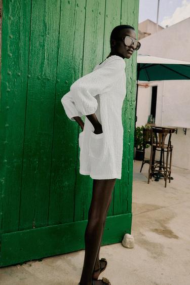RUSTIC SHORT JUMPSUIT - White by Zara - Image 4