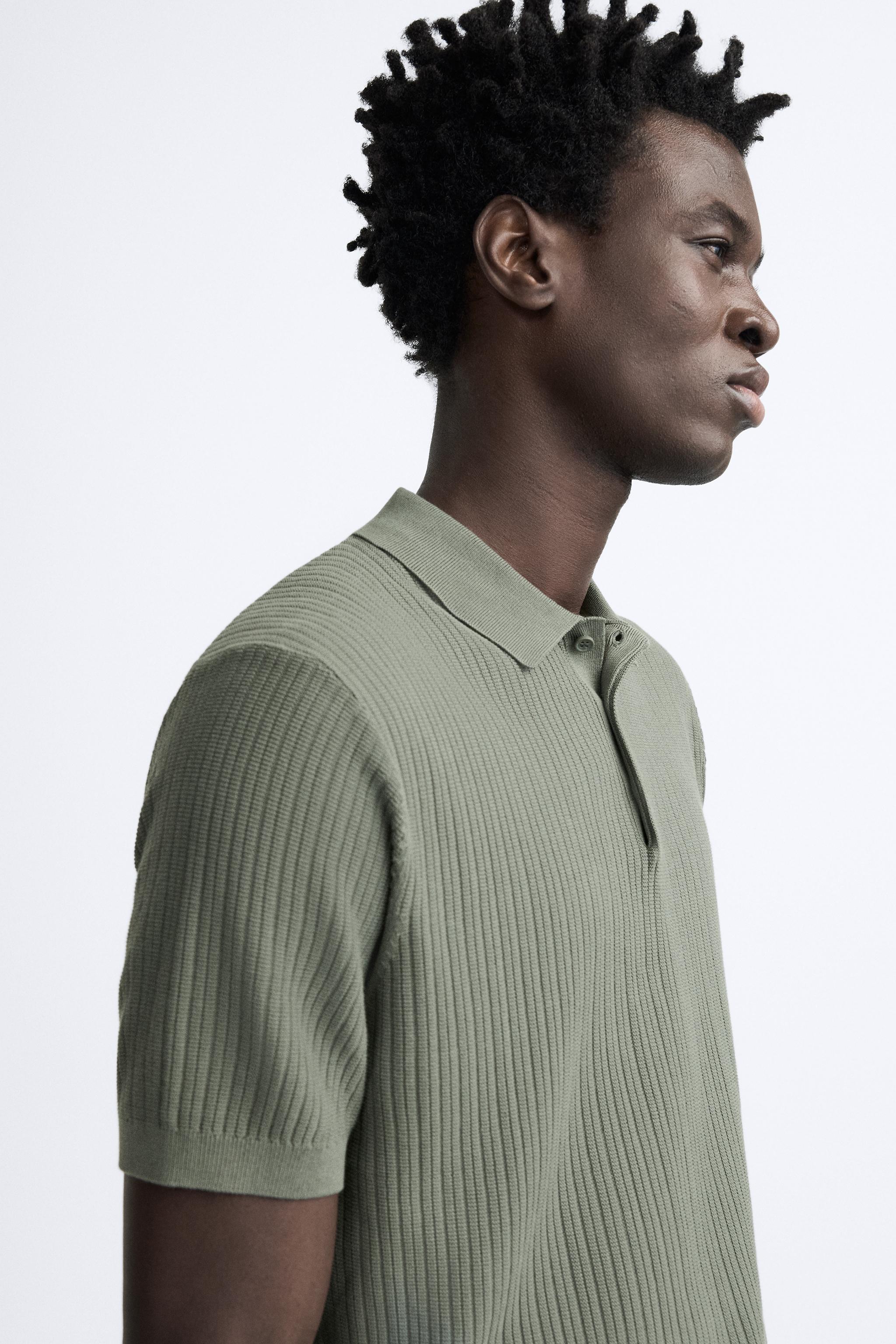 RIBBED KNIT POLO SHIRT