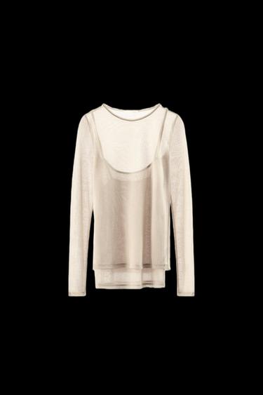Zara DOUBLE SOFT T-SHIRT - Sand / Marl