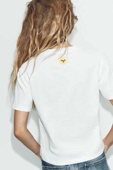 CAMISETA MANGA CORTA ESTAMPADO - Blanco de Zara