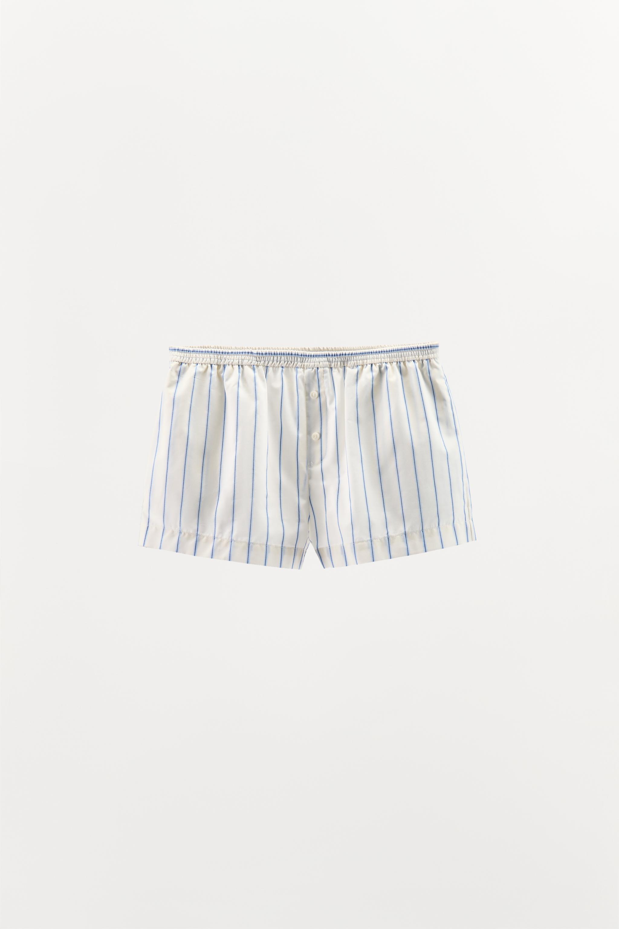 ZARA ストライプ ボクサーショートパンツ 9025/058 ストライプ ボクサーショートパンツ - エクリュ | ZARA Japan / 日本