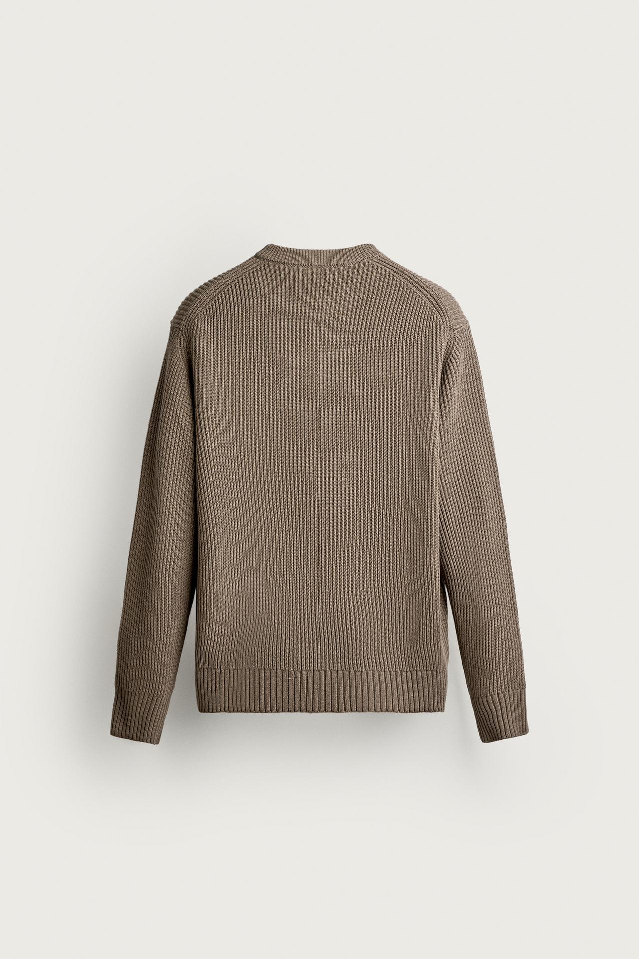 STRUCTURED REGULAR FIT SWEATER — Sand / Marl