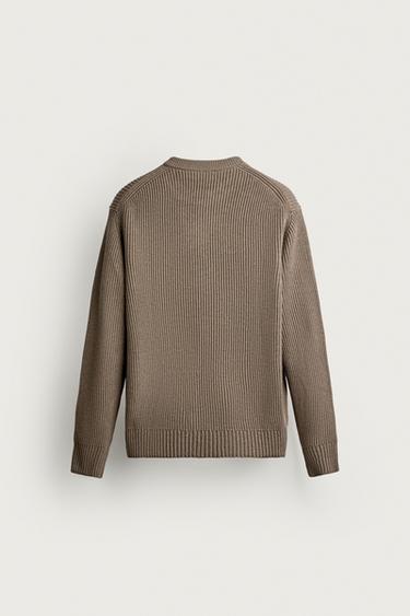 STRUCTURED REGULAR FIT SWEATER — Sand / Marl 2