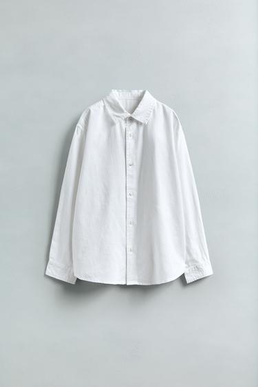 Zara LINEN BLEND SHIRT - White