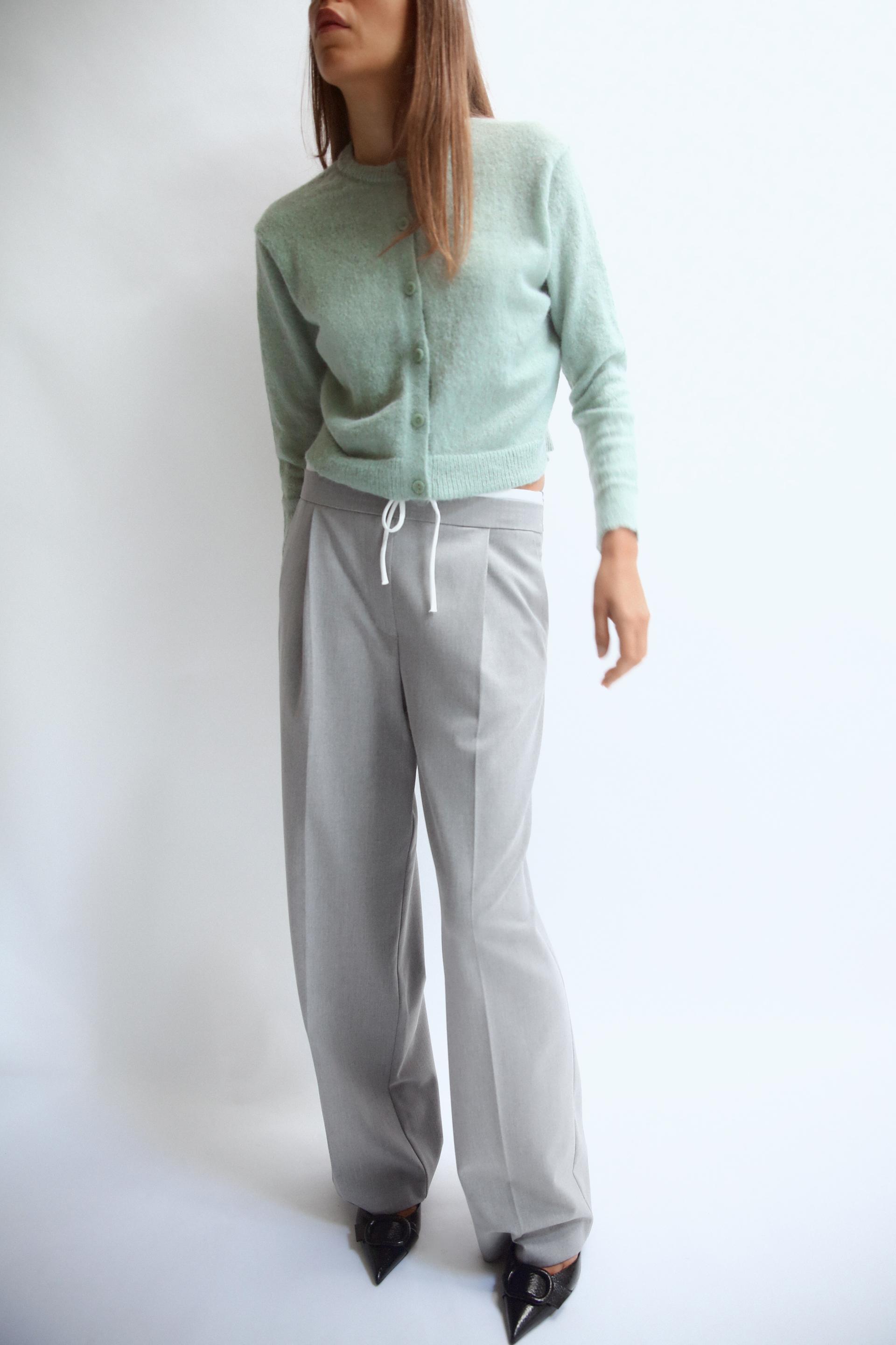 WIDE-LEGパンツ ダブルウエストバンド - グレー | ZARA Japan / 日本 