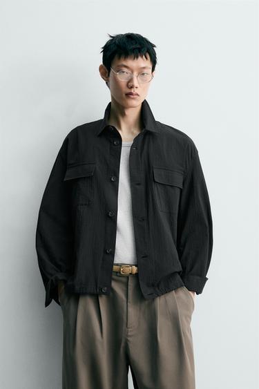 軽量テクスチャー素材ジャケットブラックZaraの軽量テクスチャー素材ジャケット - ブラック 
