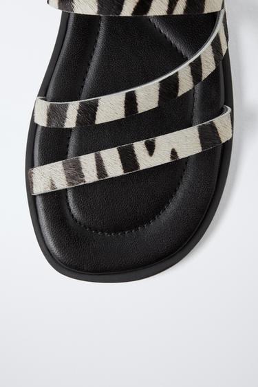 ANIMAL PRINT LEATHER SANDALS - Black by Zara - Image 4
