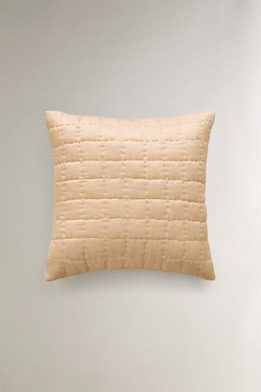 SILK AND COTTON CUSHION COVER FOR QUILTS - Beige by Zara