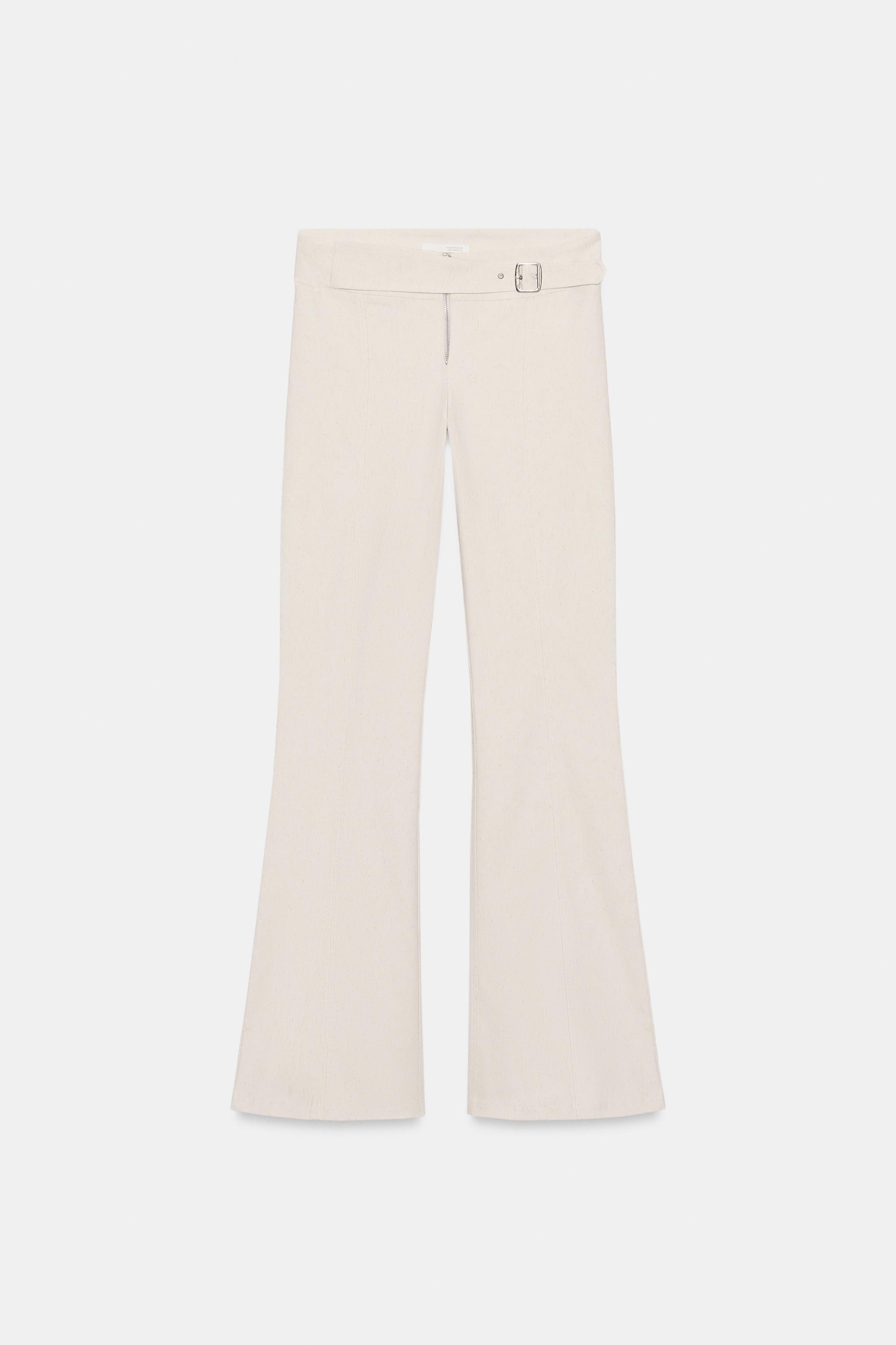PANTALON EN SERGÉ ÉLASTIQUE À PASSANTS