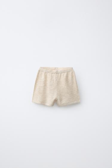 TEXTURED KNIT BERMUDA SHORTS - Light beige by Zara