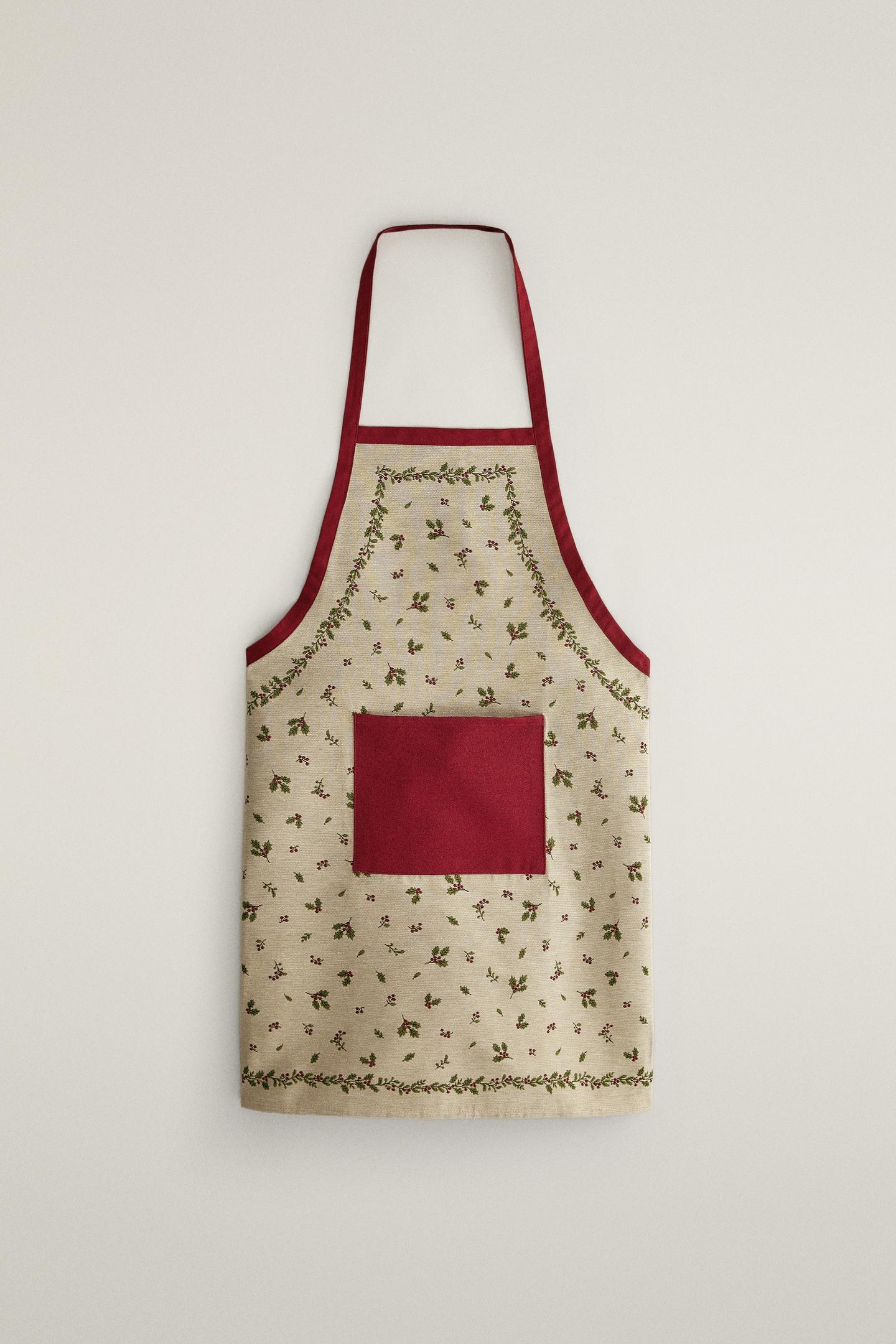 Женский топ Zara Christmas Holly Jacquard Cotton Apron, цвет: Красный — фото 1