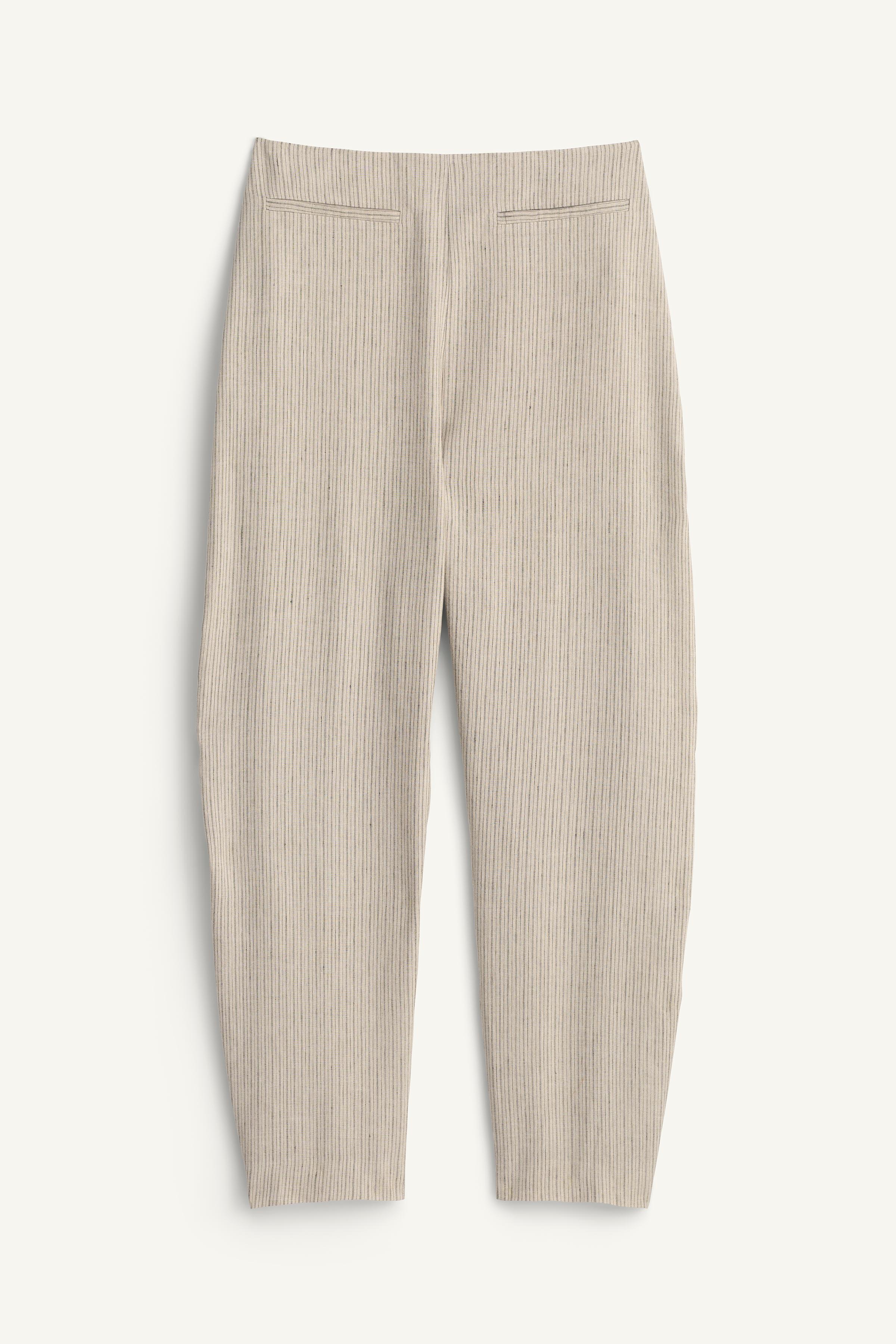 LIMITED EDITION リネン混ストライプパンツ - ストライプ | ZARA Japan