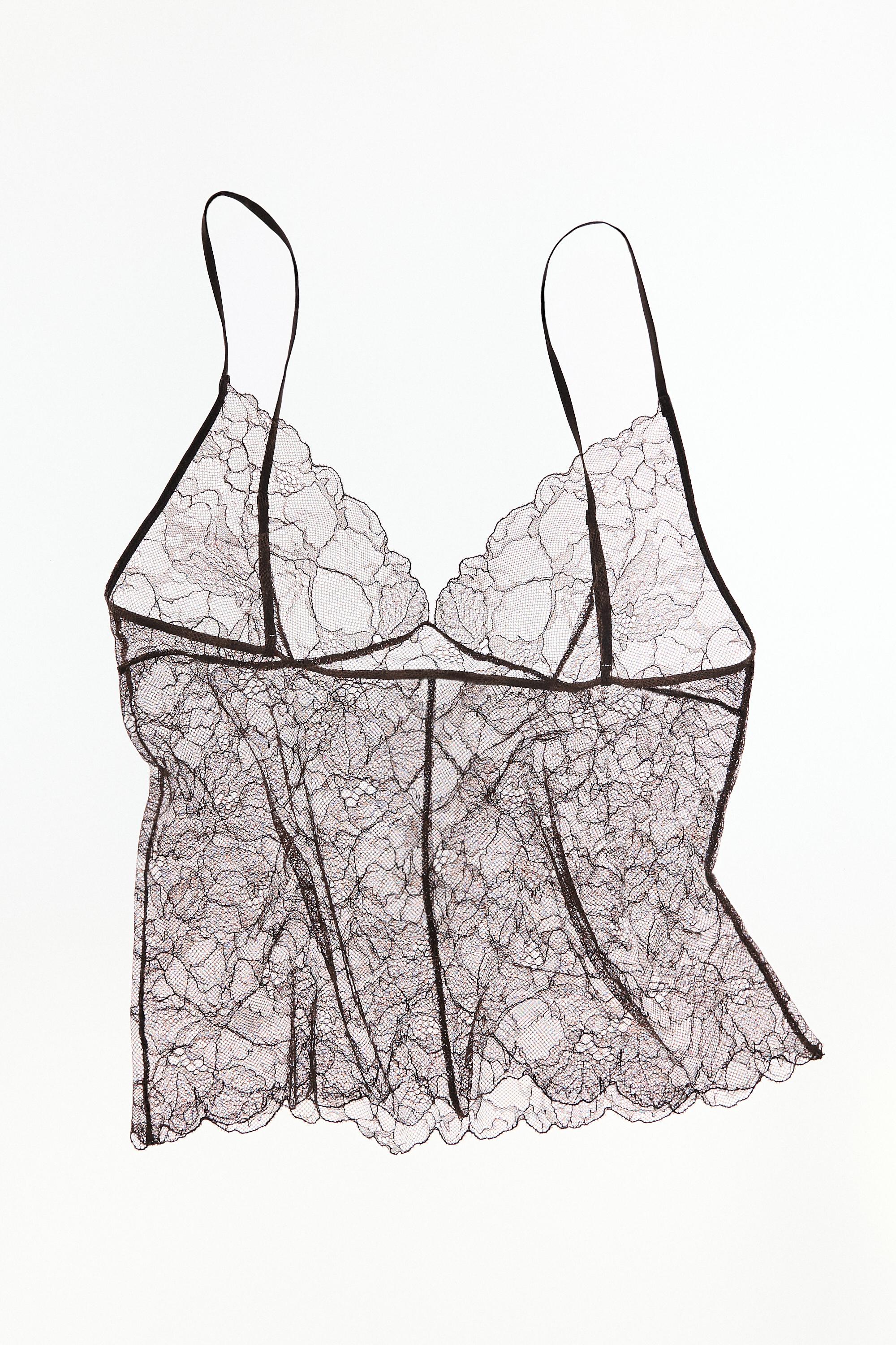 Transparent lace camisole top — Brown