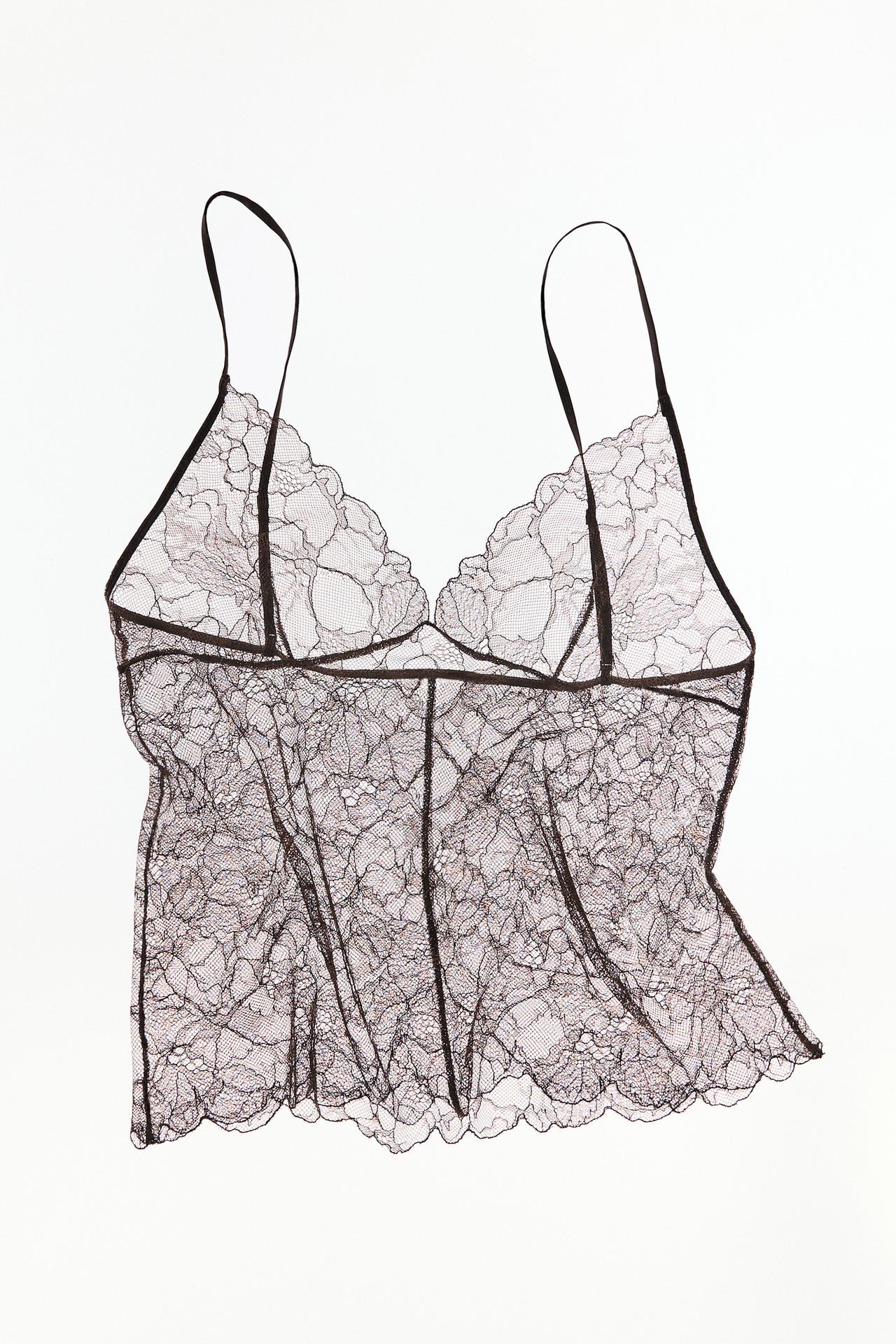 Transparent lace camisole top — Brown