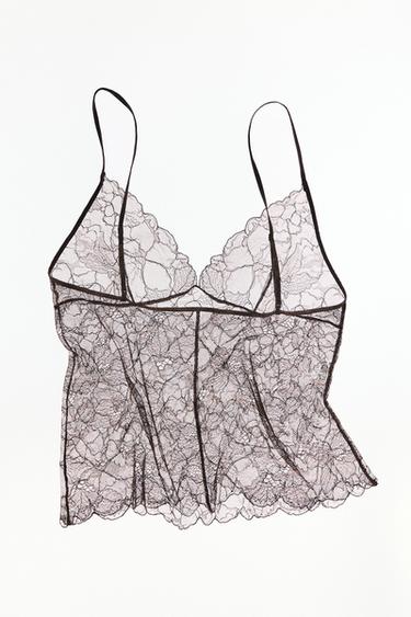 Zara Transparent lace camisole top - Brown