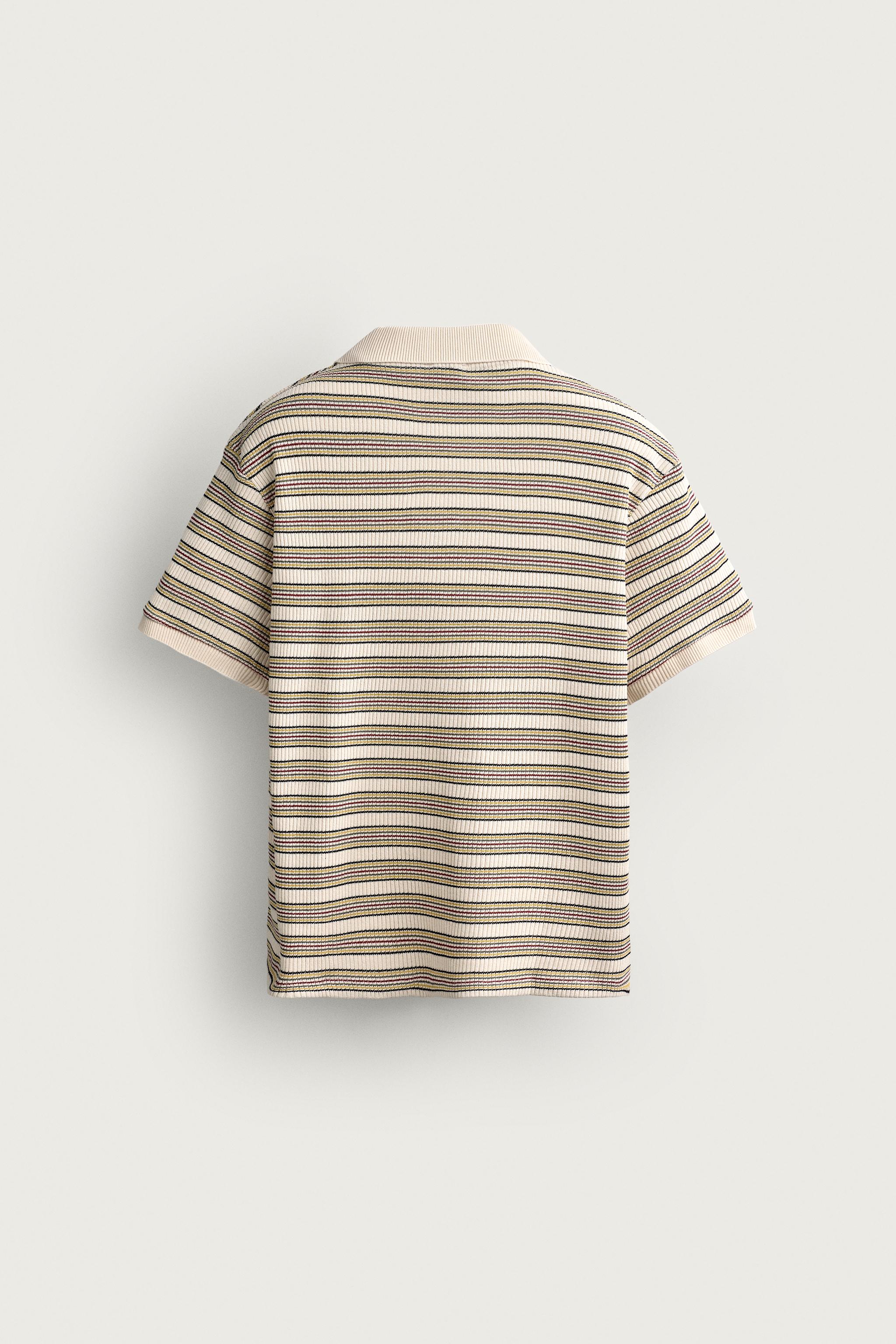 Мужские рубашки Zara STRIPED REGULAR FIT POLO — фото 8