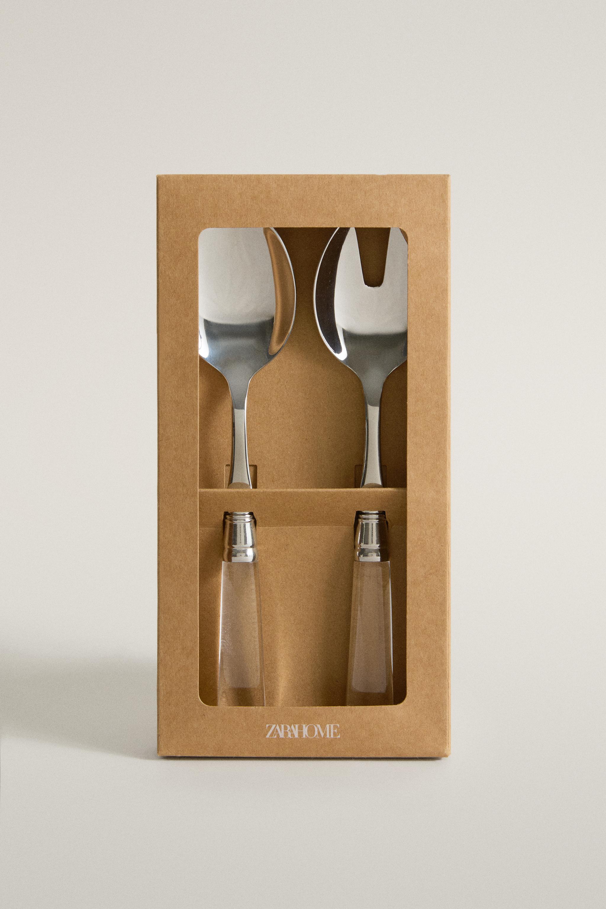 SALAD FLATWARE SET WITH TRANSPARENT HANDLES (SET OF 2)