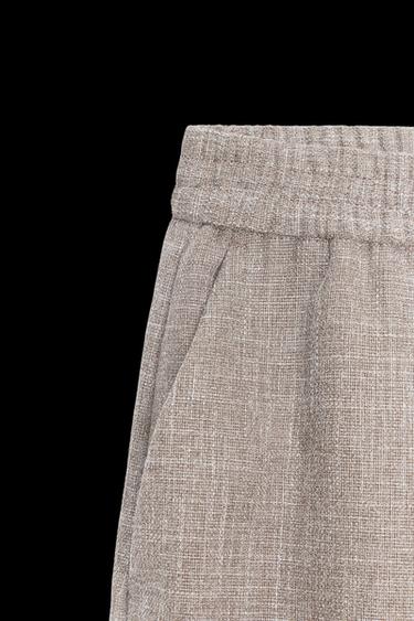 Zara HEATHERED WIDE LEG PANTS - Sand / Marl