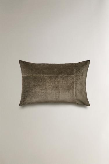 Zaras KUDDFODRAL I TVÄTTAD SAMMET - Khaki - Bild 0