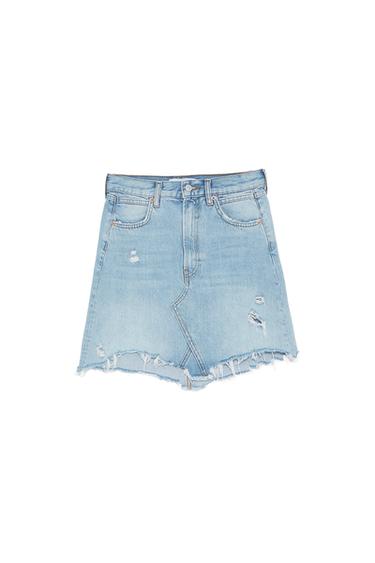 RIPPED DENIM MINI SKIRT