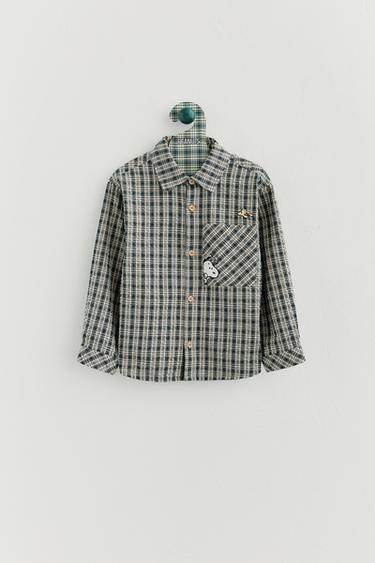 SNOOPY PEANUTS™ CHECKED TEXTURE SHIRT - Blue by Zara
