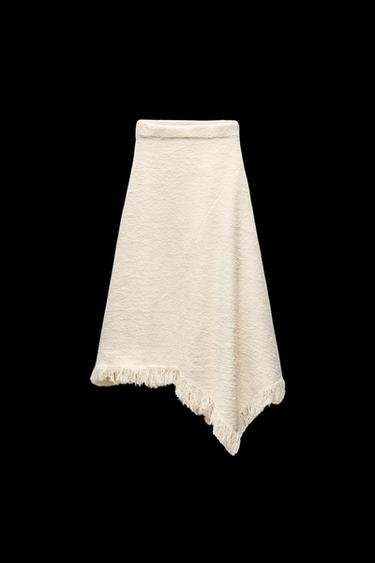 ASYMMETRISCHER STRICKROCK MIT FRANSEN - Cremefarben von Zara - Bild 0