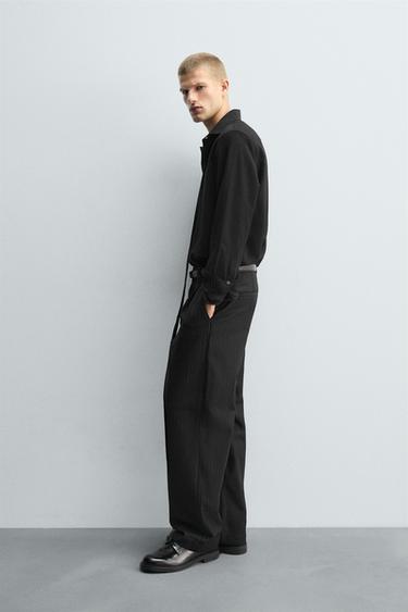 CHINOHOSE MIT STREIFENSTRUKTUR - Blau von Zara