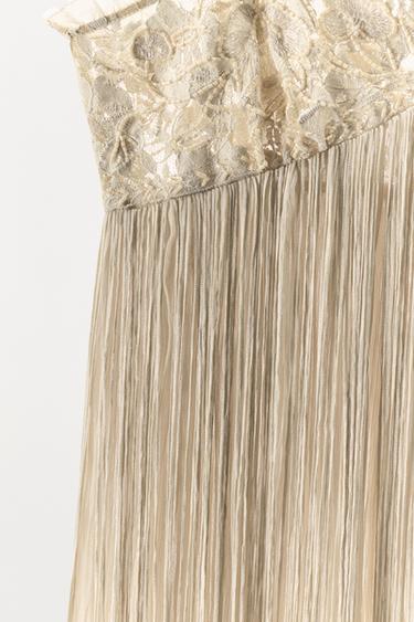 EMBROIDERED FRINGED COMBINATION DRESS - Oyster-white by Zara - Image 7