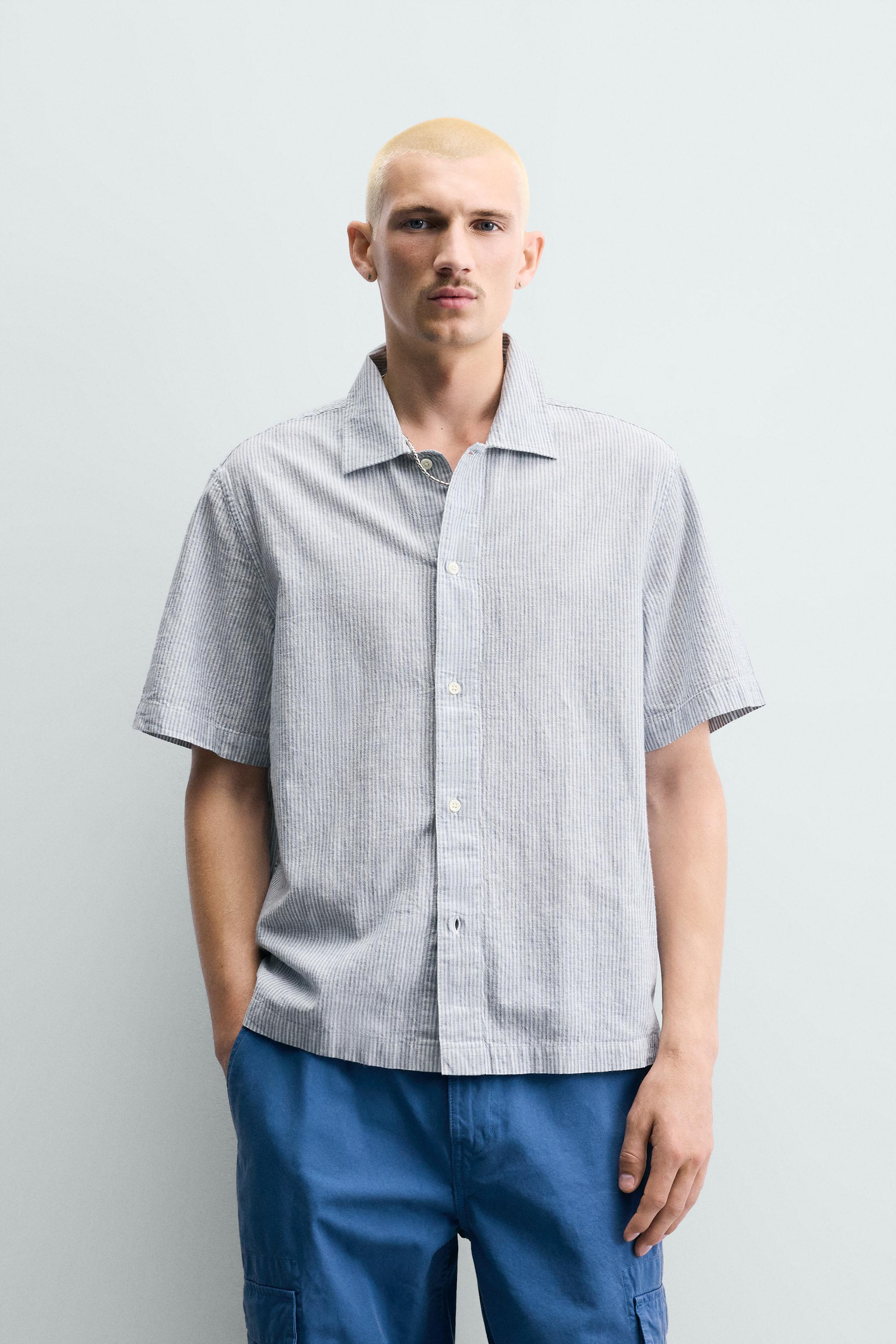 FLOWY STRIPED SHIRT — Light blue (alternate view)