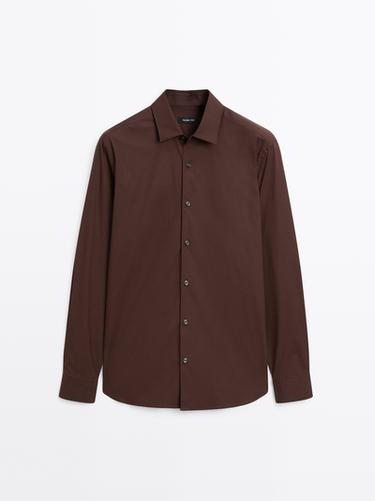 Zara Slim fit stretch shirt - Brown