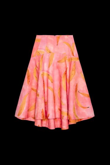 FALDA MIDI ESTAMPADA ZW COLLECTION - Rosa de Zara - Imagen 0