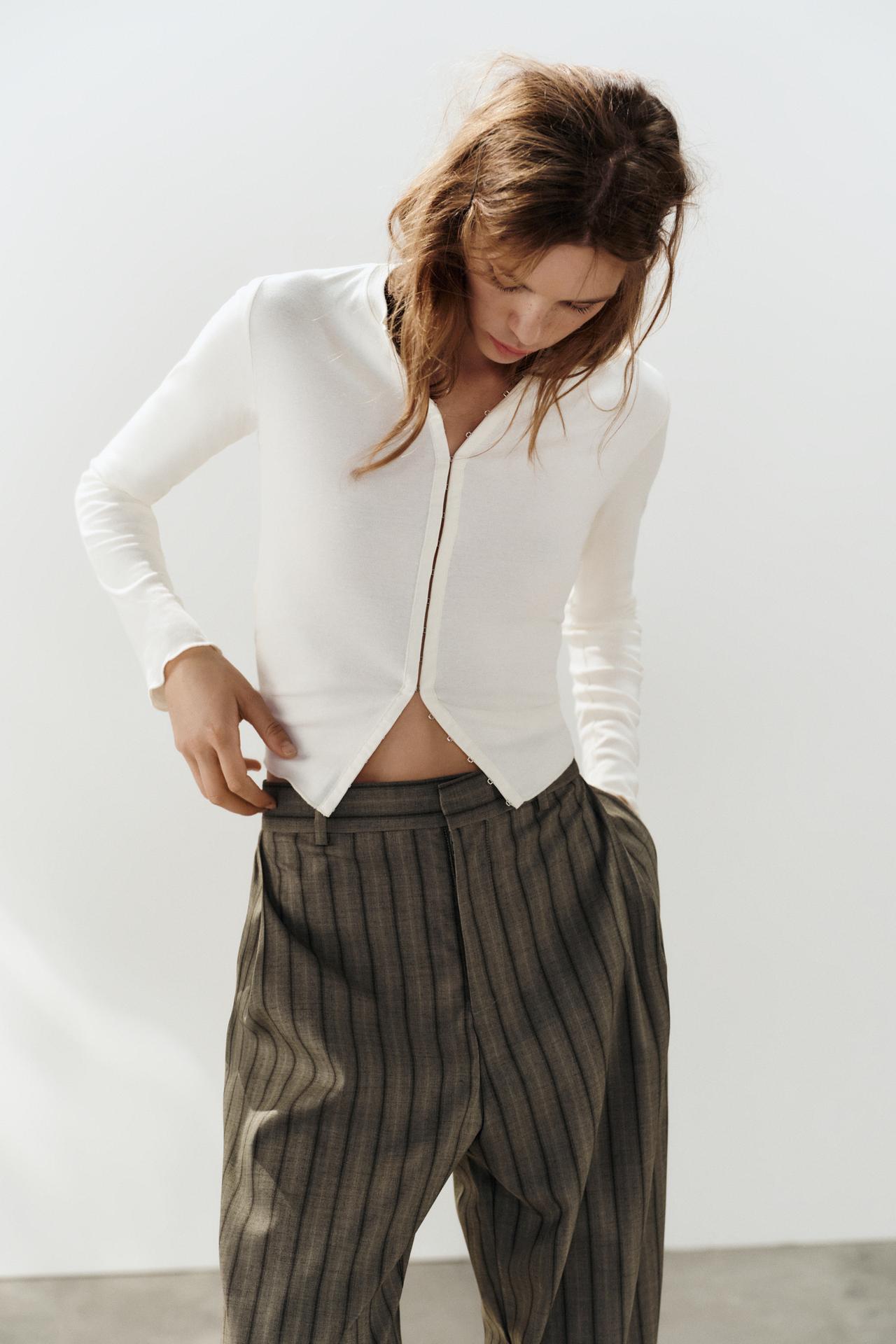 PLEATED PANTS — Khaki marl