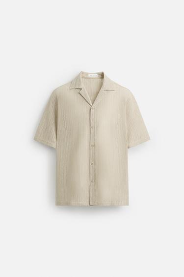 CHEMISE STRUCTURE OUVERTE À CHEVRONS - Beige clair de Zara - Image 6