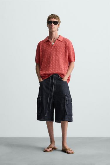 POLO PUNTO CALADO - Rojo de Zara - Imagen 0