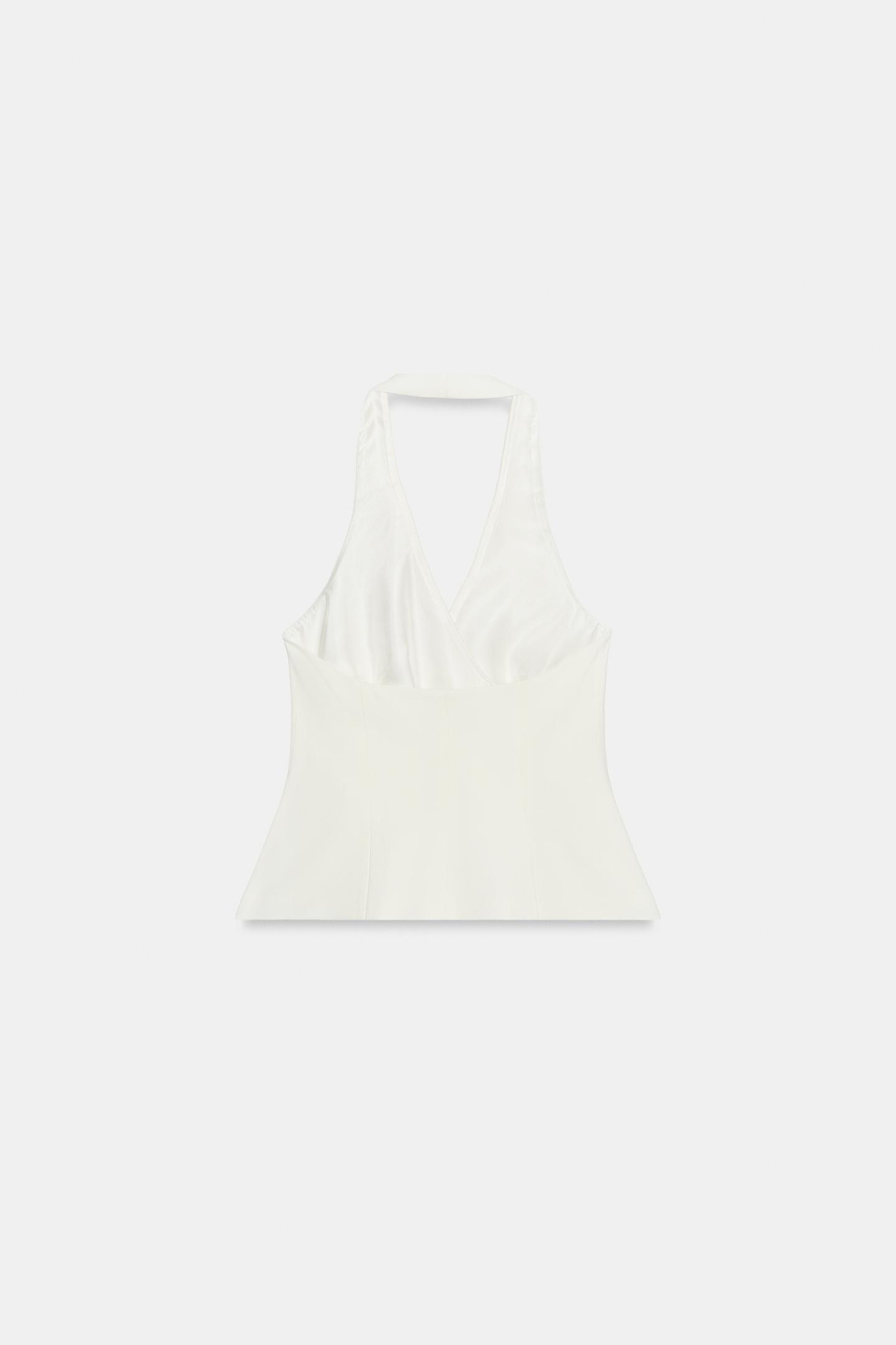 Женский жилет Zara Knotted Halter Vest, цвет: Экрю — фото 7