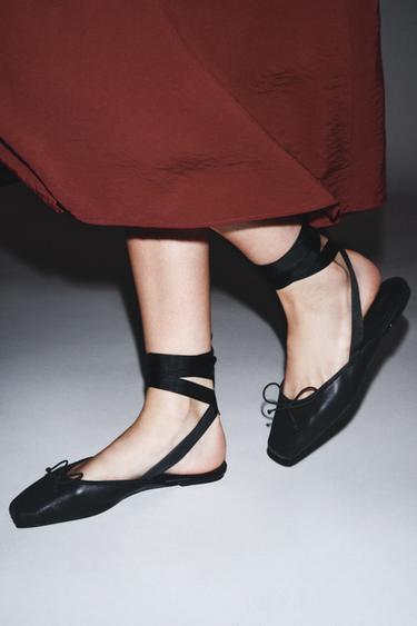 FLAT SLINGBACK BALLET FLATS - Black by Zara